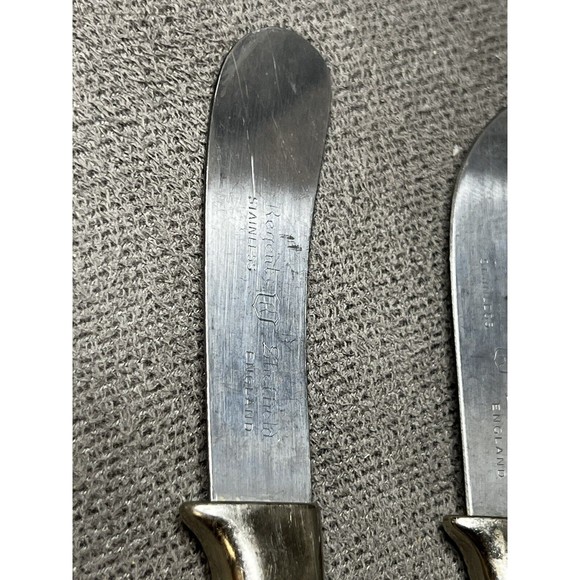 VTG Regent Sheffield Cutlery Stainless Steel Cheese Knives Bakelite Flowers - Picture 5 of 7